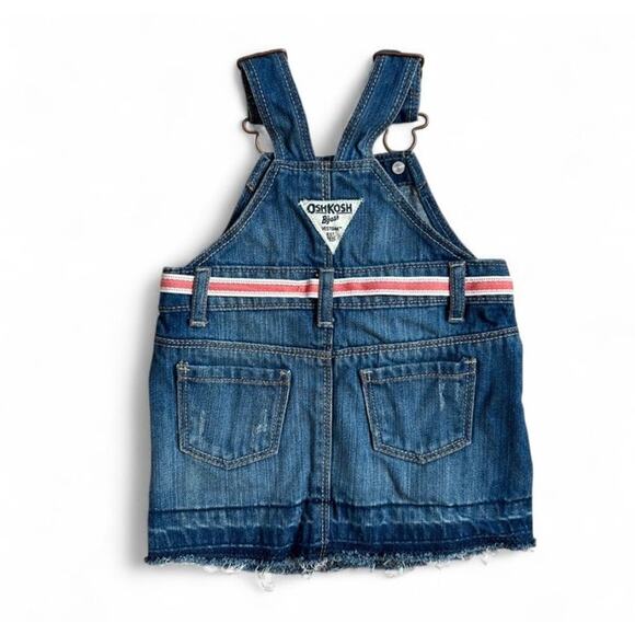 Osh Josh B’Gosh Baby Girl Denim Overall Denim Skirt Dress With Pink Tie 6 Months - Picture 3 of 6